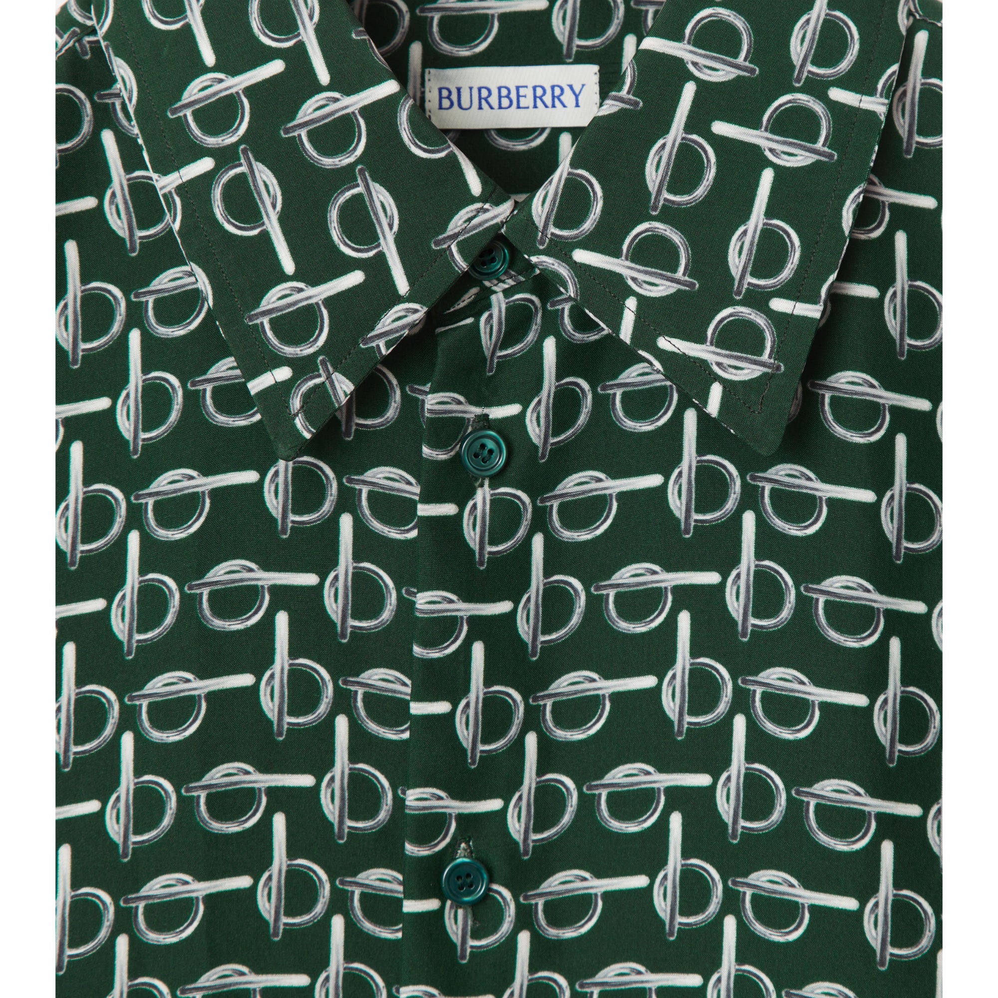 B 실크 셔츠 실버/그린