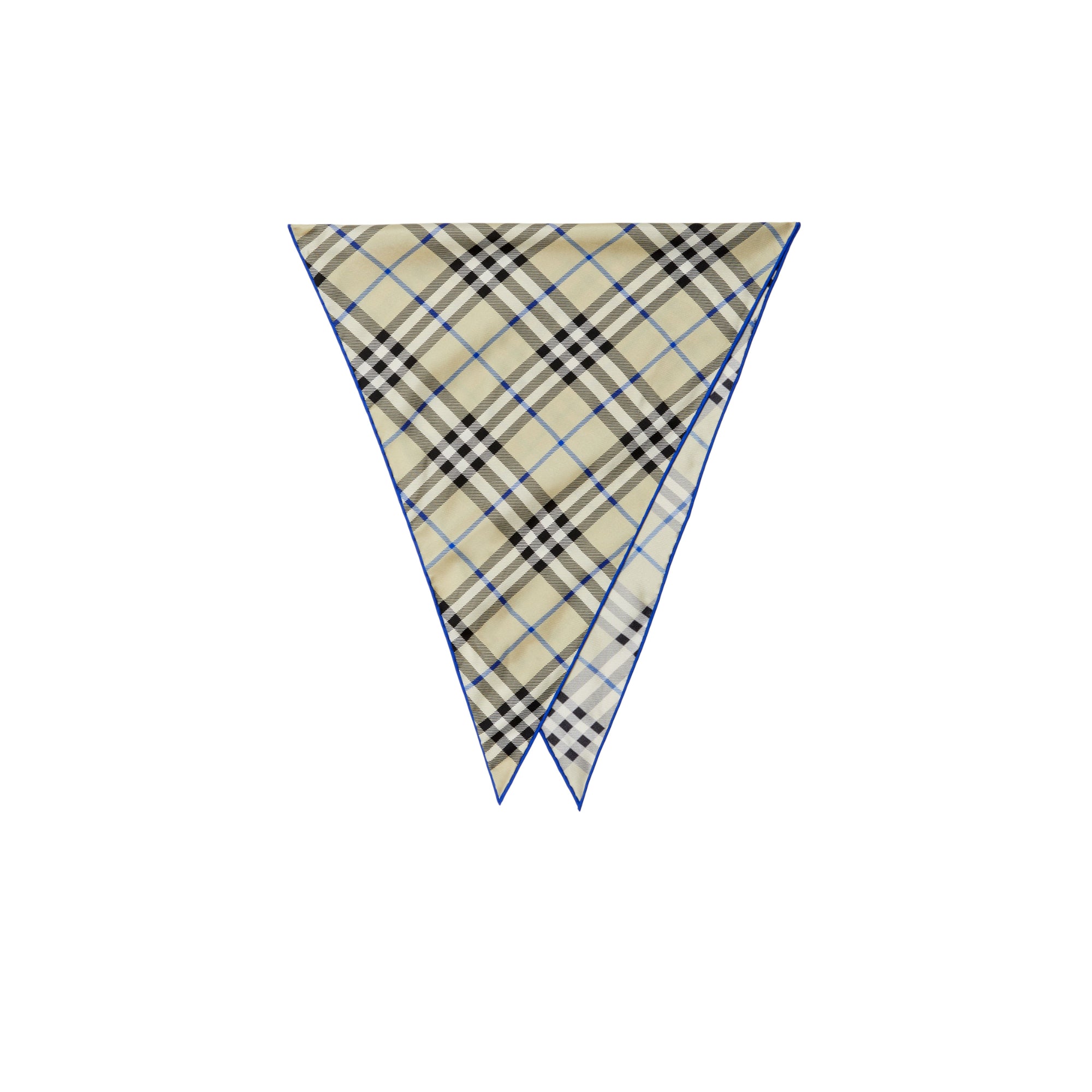 체크 실크 스카프 라이큰