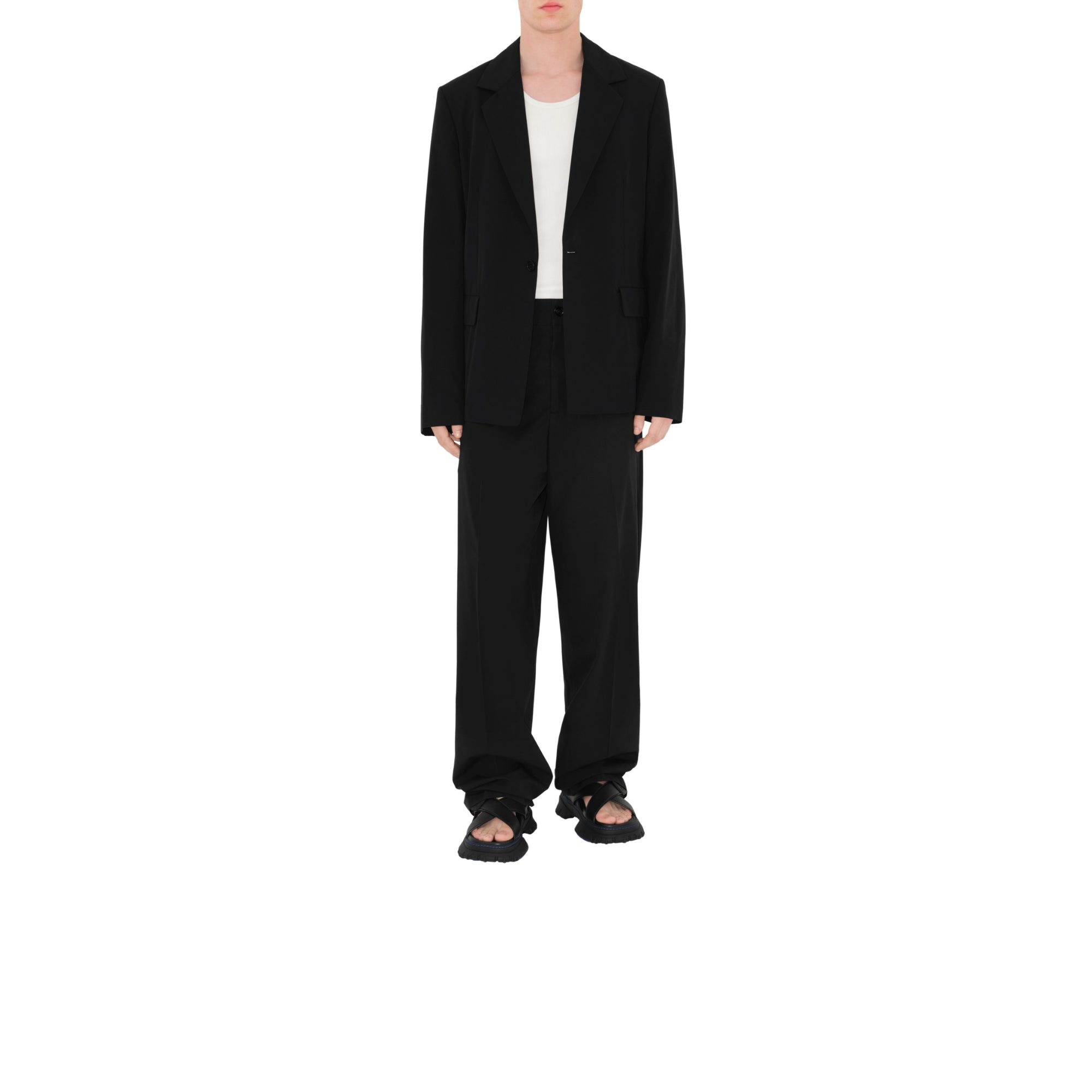 레더 페블 샌들 블랙