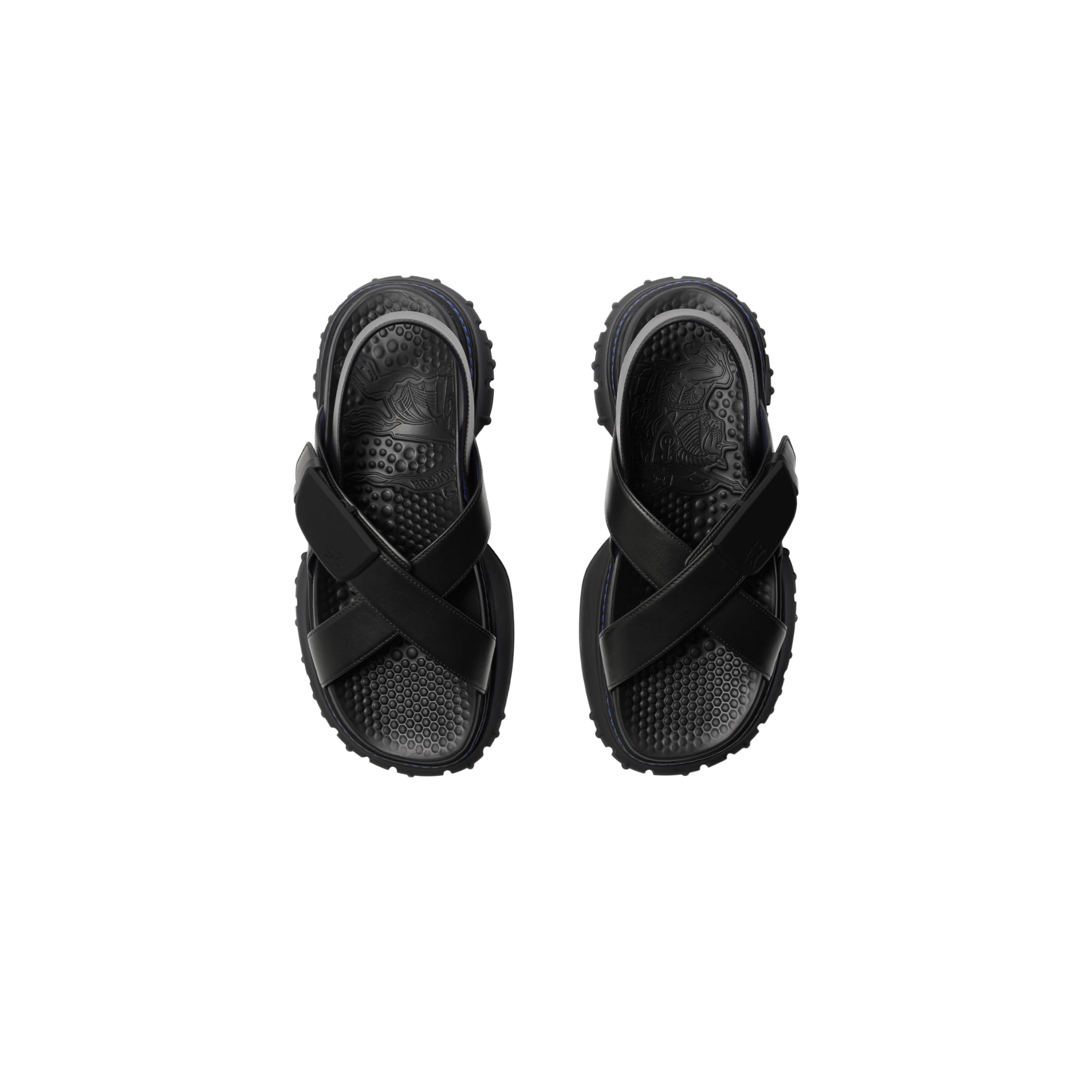 레더 페블 샌들 블랙