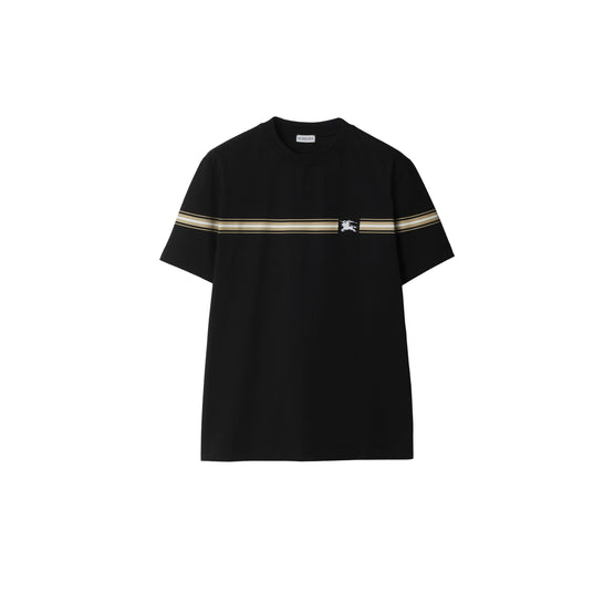 스트라이프 코튼 티셔츠 블랙