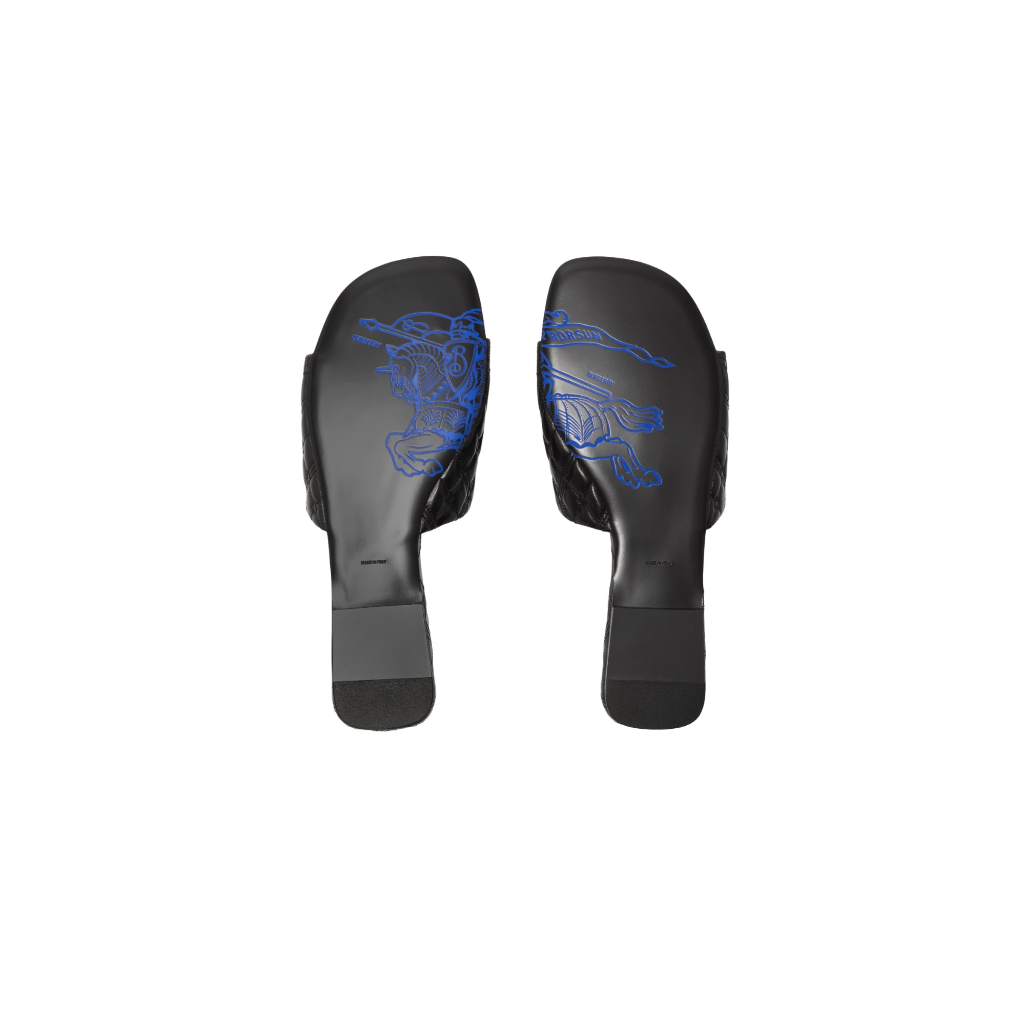 레더 퀼팅 슬라이드 블랙