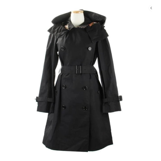 여성 벨트 트렌치 코트 블랙