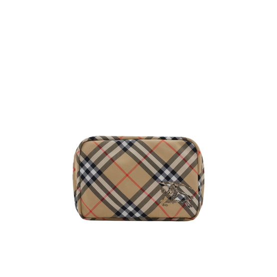 체크 트래블 파우치 샌드