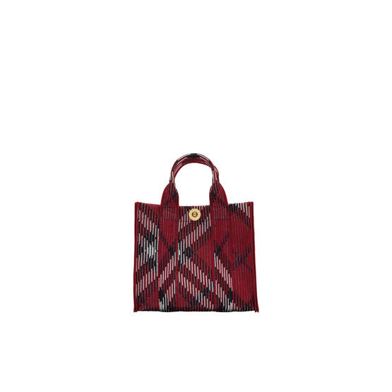 미니 체크 니트 토트 스칼렛