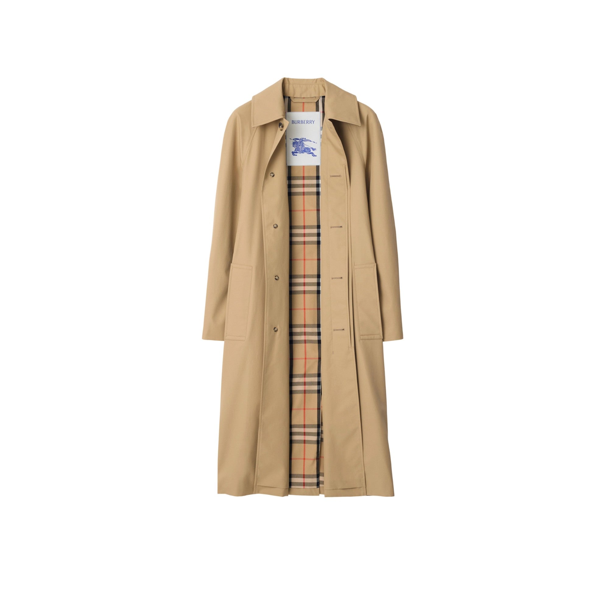 롱 개버딘 카 코트 플랙스