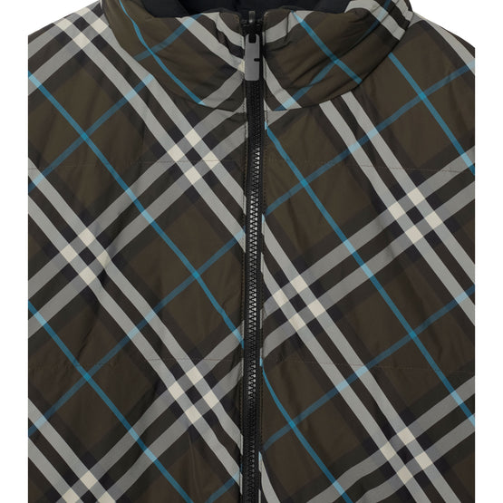 리버시블 체크 나일론 퍼퍼 재킷 스너그