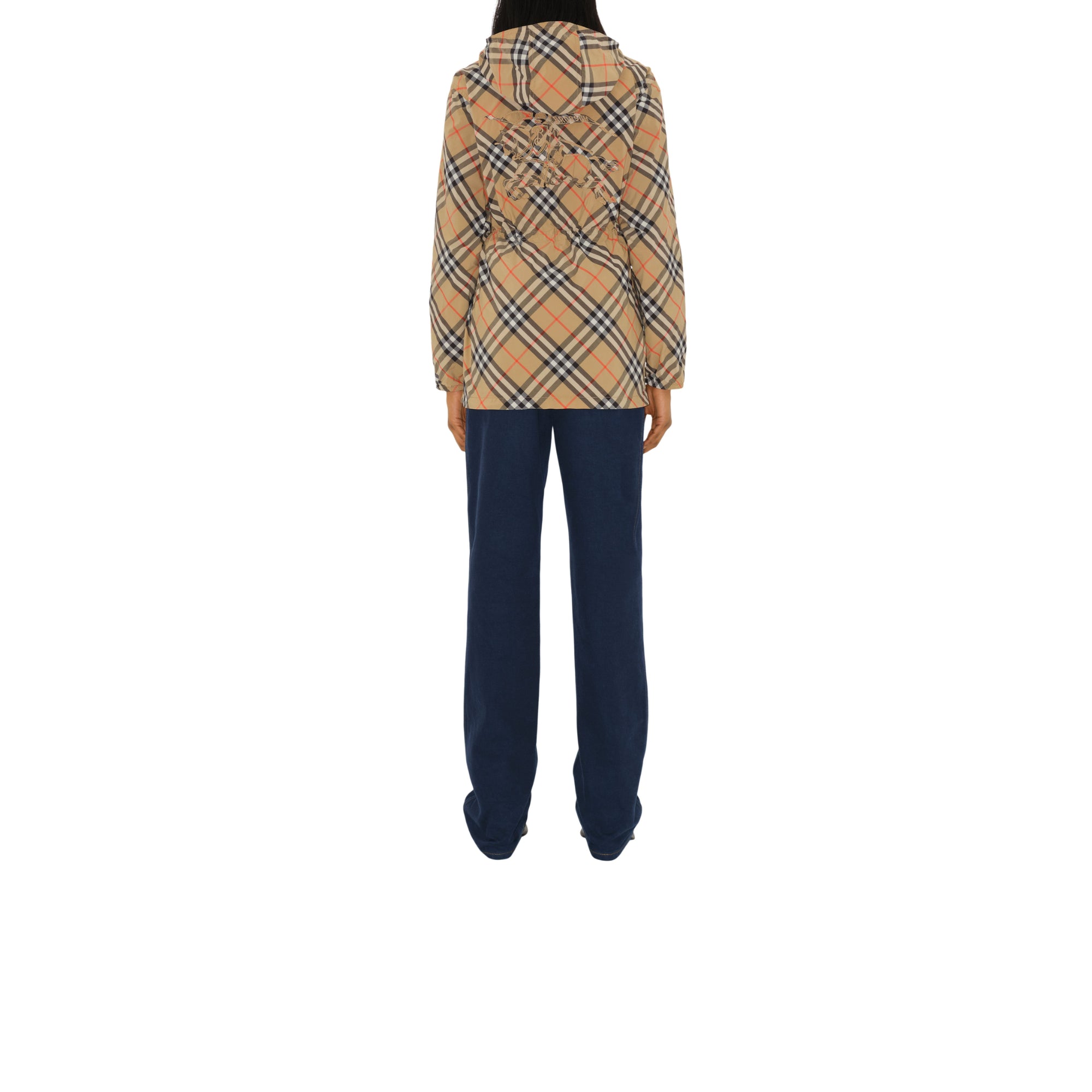 체크 나일론 재킷 샌드