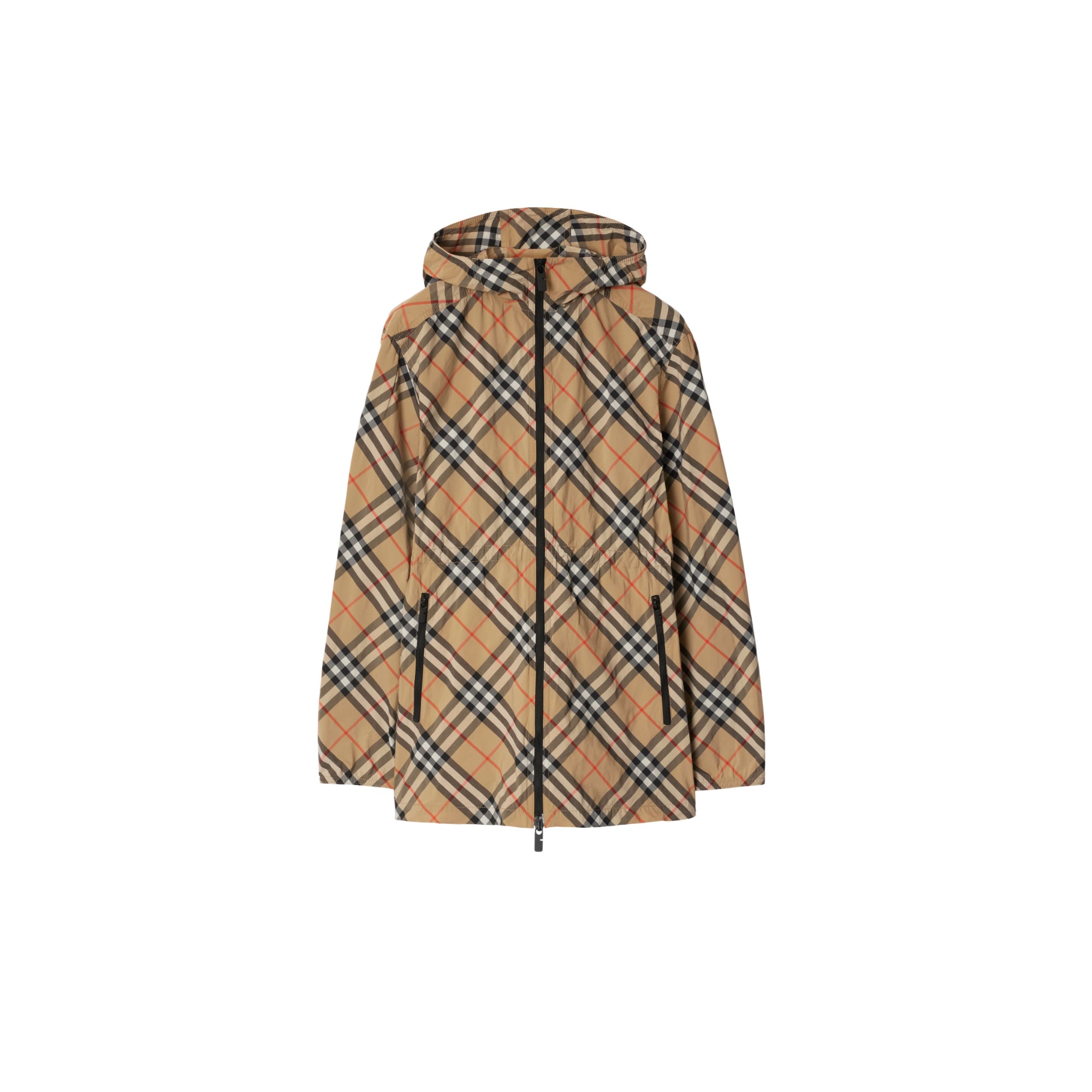 체크 나일론 재킷 샌드