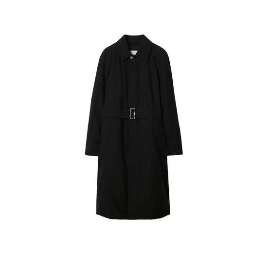 롱 나일론 코튼 패딩 카 코트 블랙