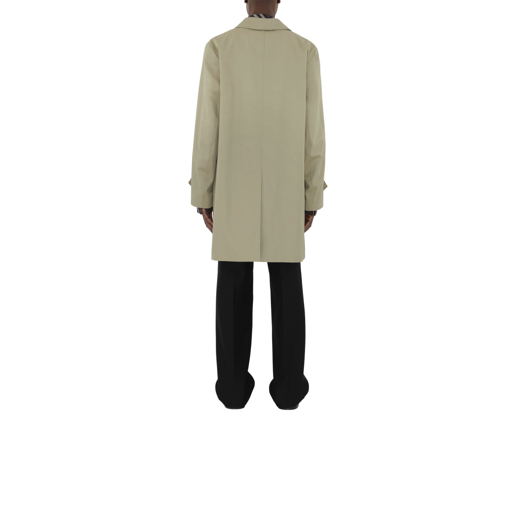 롱 개버딘 카 코트 라이큰