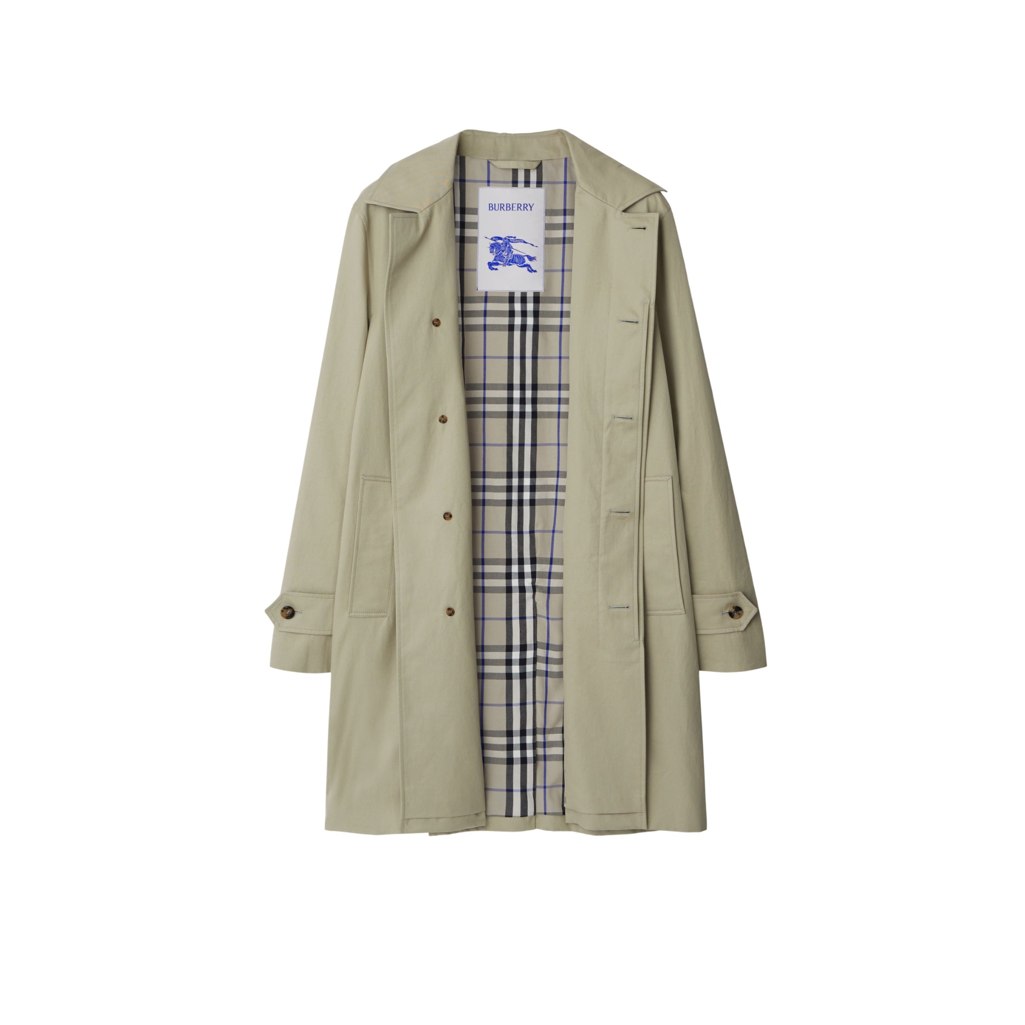 롱 개버딘 카 코트 라이큰