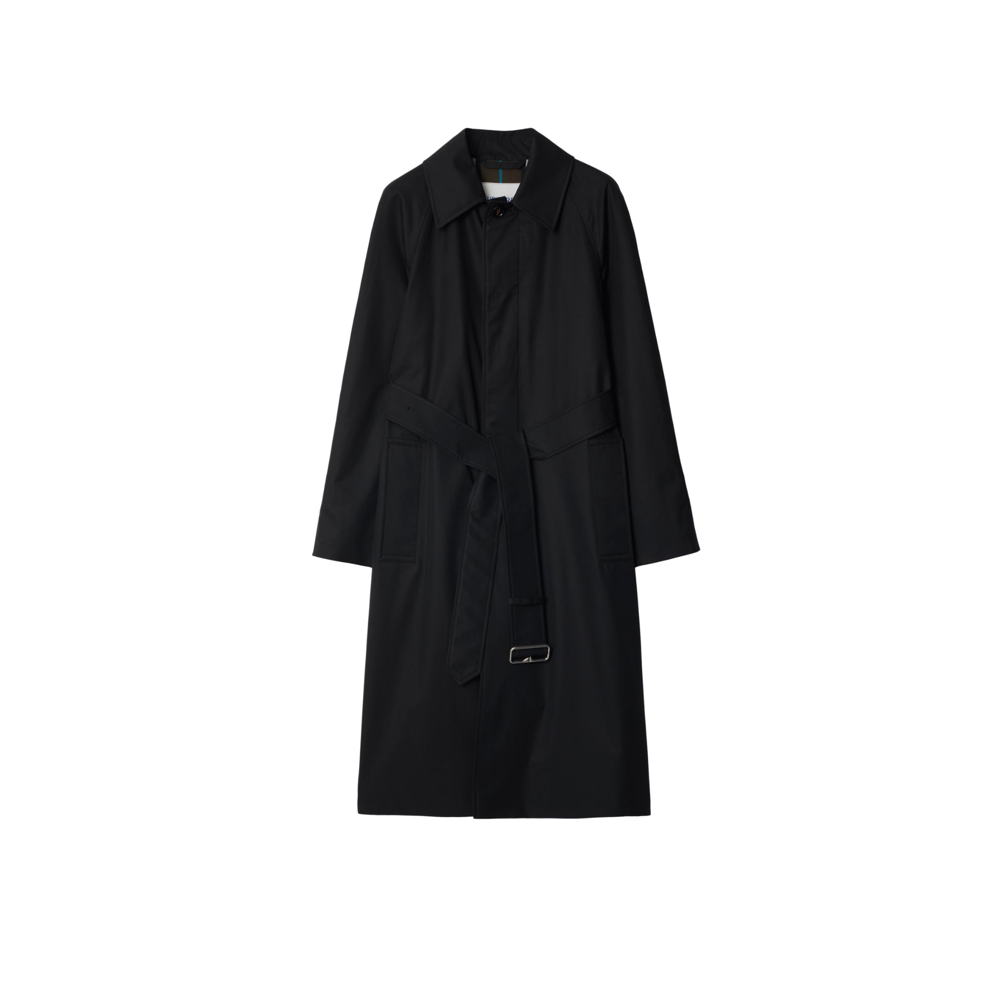 롱 개버딘 카 코트 블랙