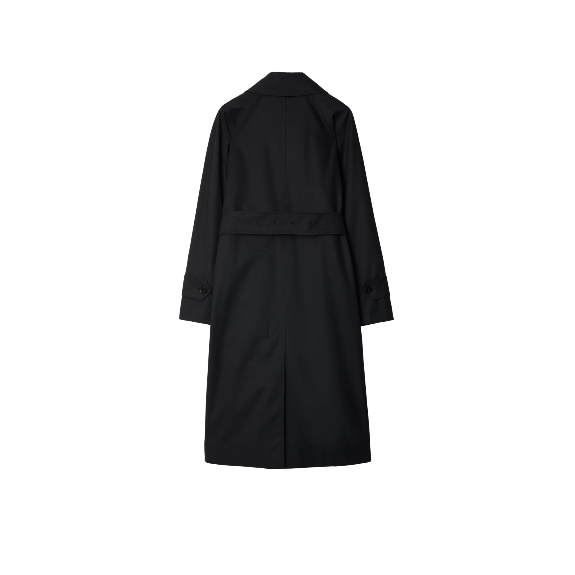 롱 개버딘 카 코트 블랙