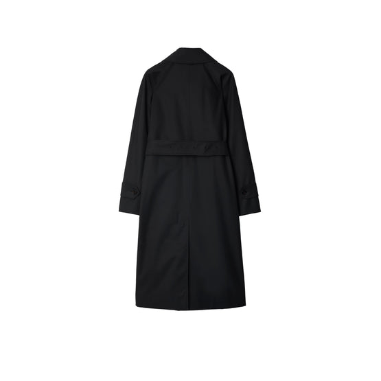 롱 개버딘 카 코트 블랙