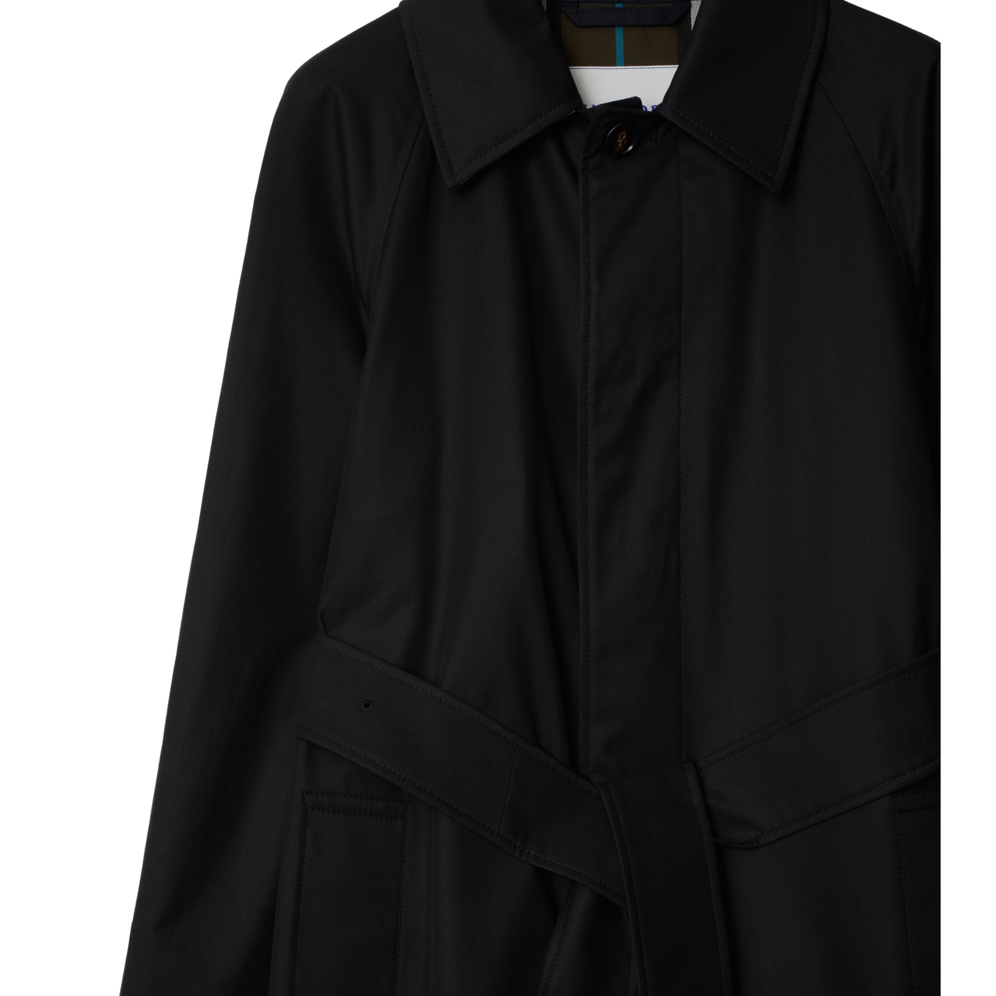 롱 개버딘 카 코트 블랙