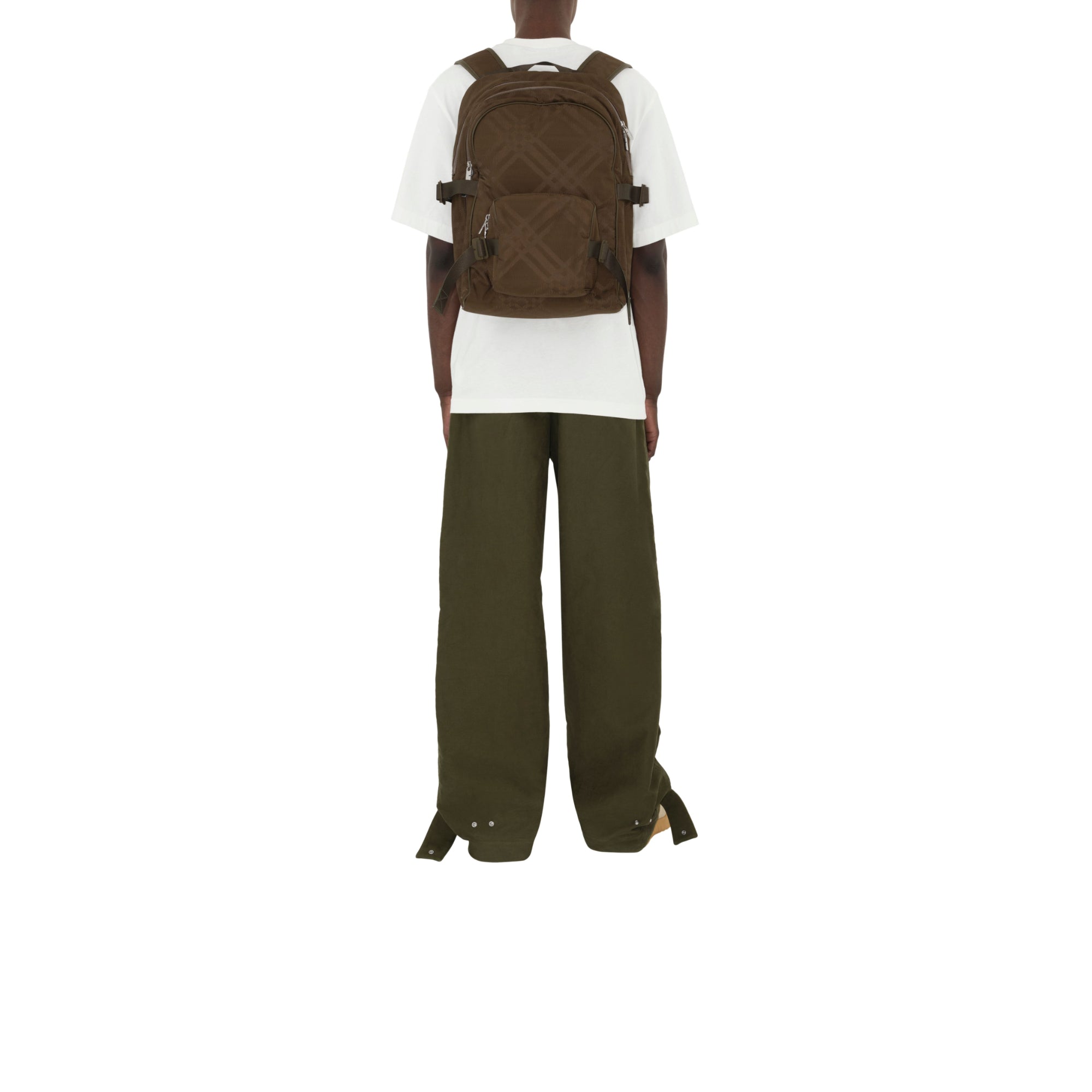 체크 자카드 백팩 밀리터리
