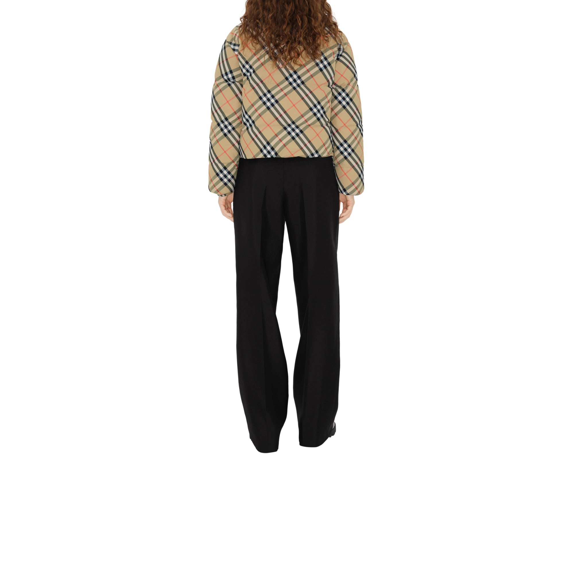 리버시블 체크 나일론 퍼퍼 재킷 샌드