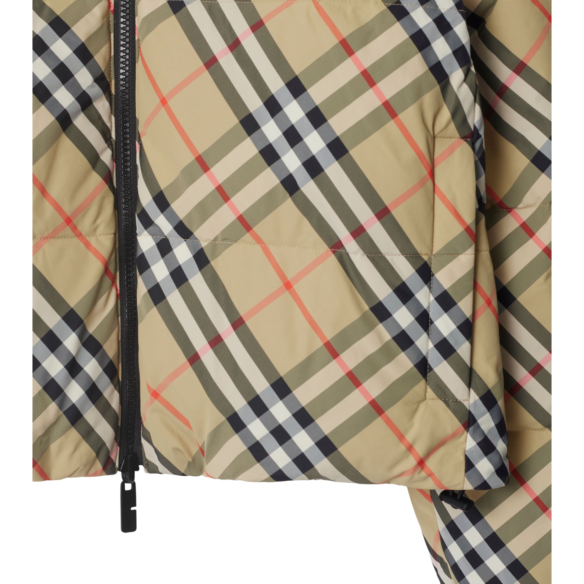 리버시블 체크 나일론 퍼퍼 재킷 샌드
