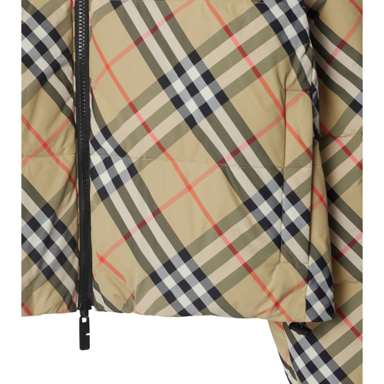 리버시블 체크 나일론 퍼퍼 재킷 샌드