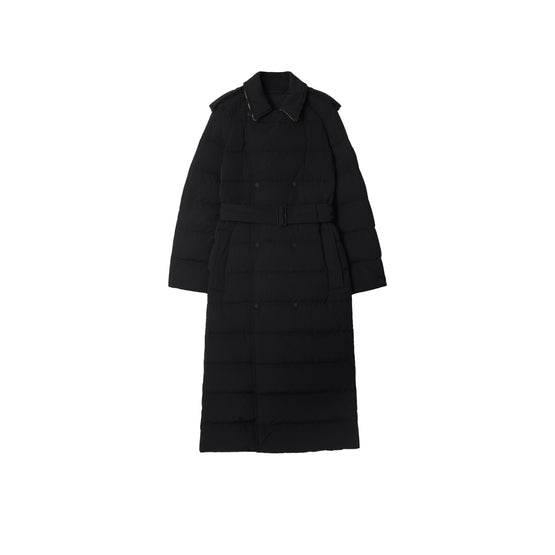 롱 나일론 퍼퍼 코트 블랙/샌드