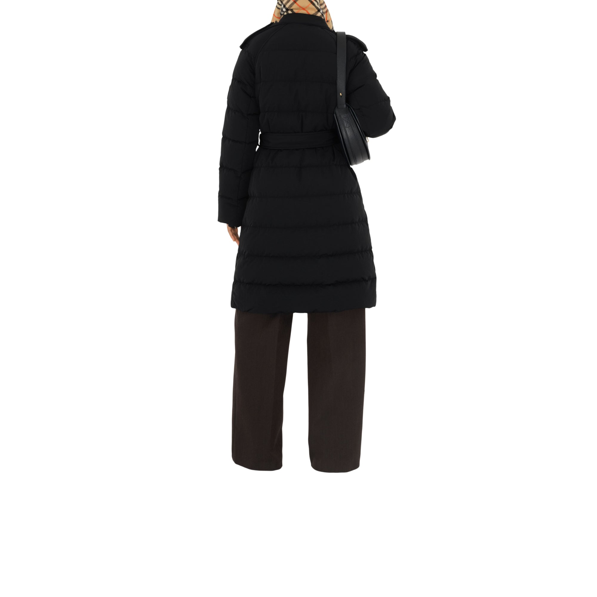 미드 렝스 나일론 퍼퍼 코트 블랙/샌드