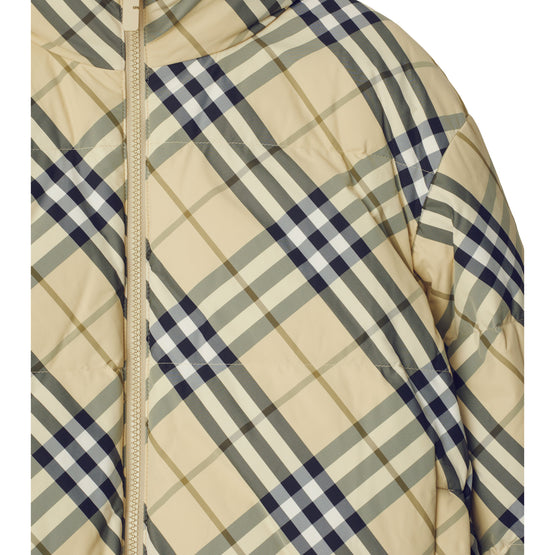 리버시블 체크 퍼퍼 재킷 그레인