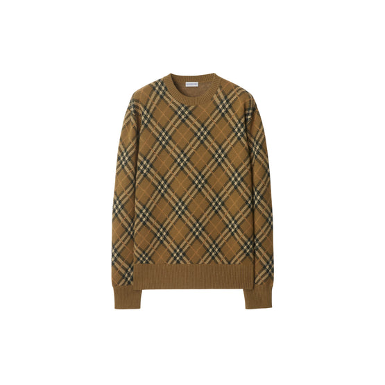 체크 울 모헤어 블렌드 스웨터 쉬루