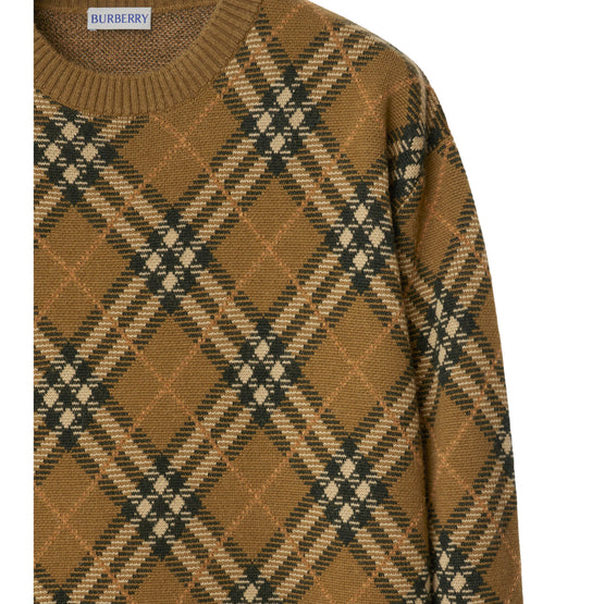 체크 울 모헤어 블렌드 스웨터 쉬루