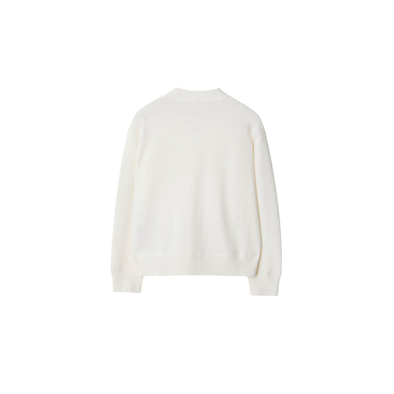 체크 라벨 울 카디건 아이보리