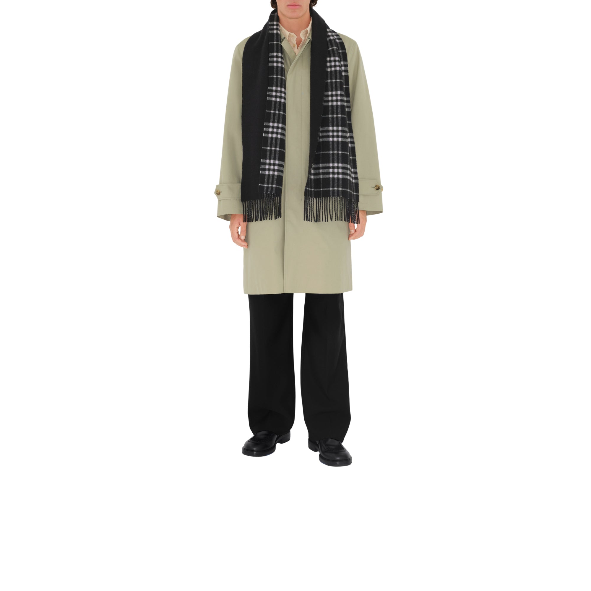 리버시블 체크 캐시미어 스카프 블랙/칼리코