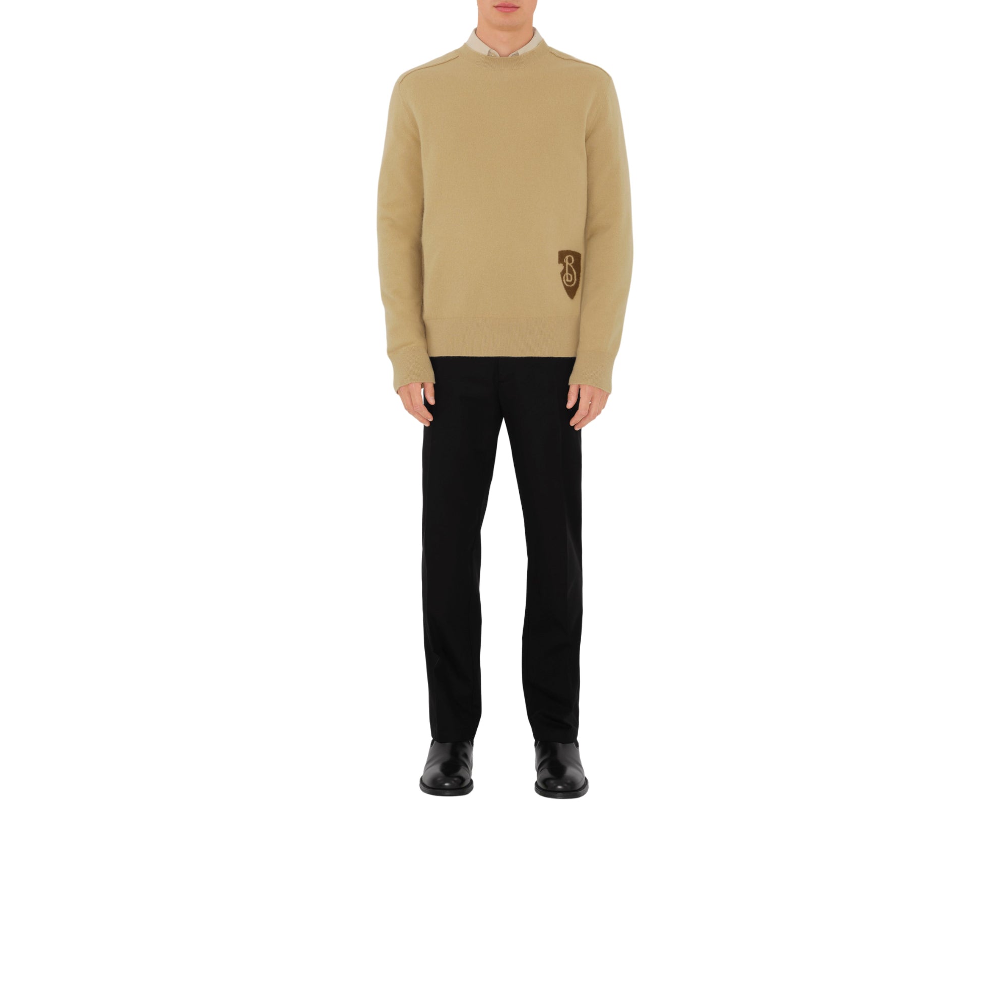 B 쉴드 울 블렌드 스웨터 샌드