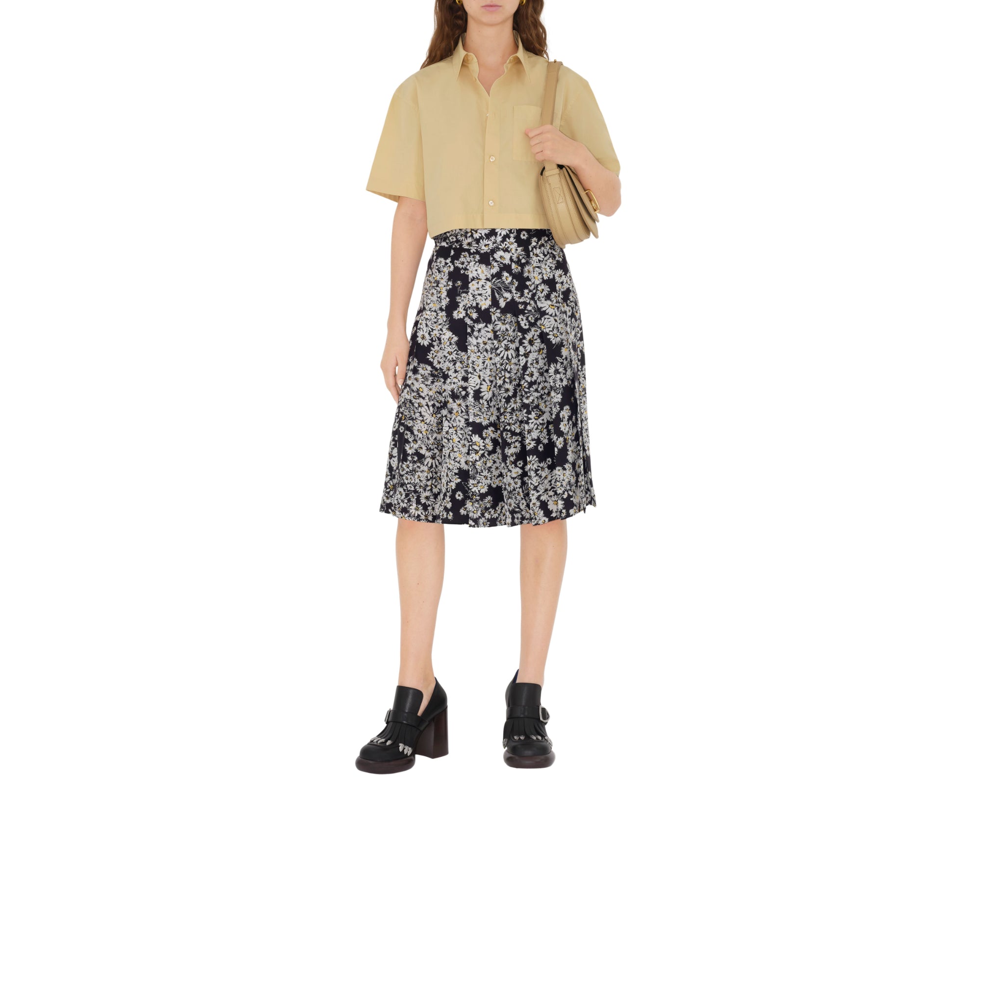 크롭 코튼 셔츠 헤이