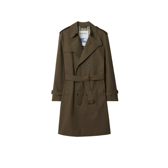 롱 코튼 나일론 트렌치코트 캐롭