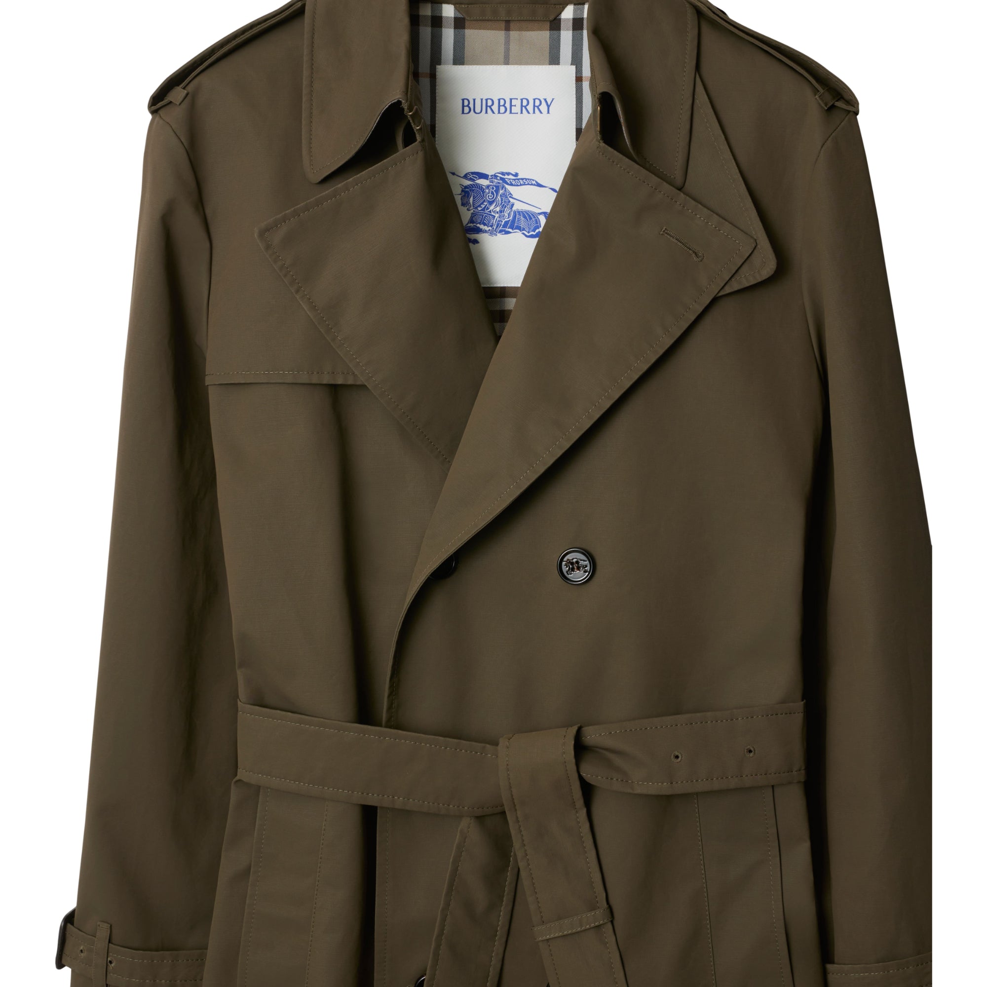 롱 코튼 나일론 트렌치코트 캐롭