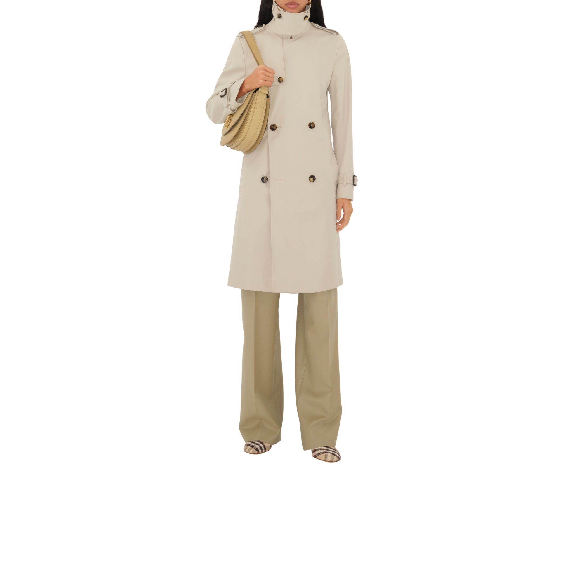 미드 렝스 코튼 블렌드 트렌치코트 토프