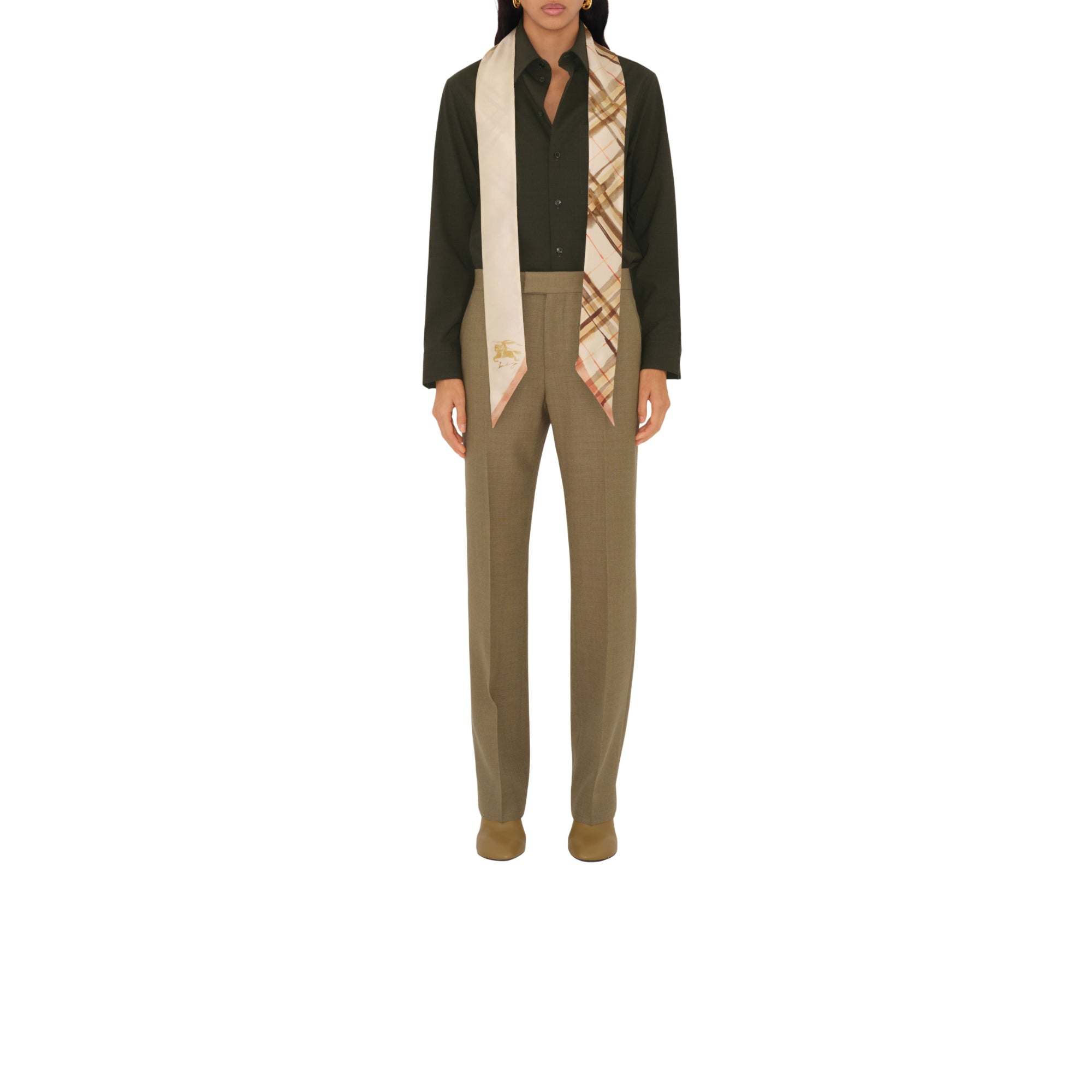 스키니 리버시블 체크 실크 스카프 너트맥