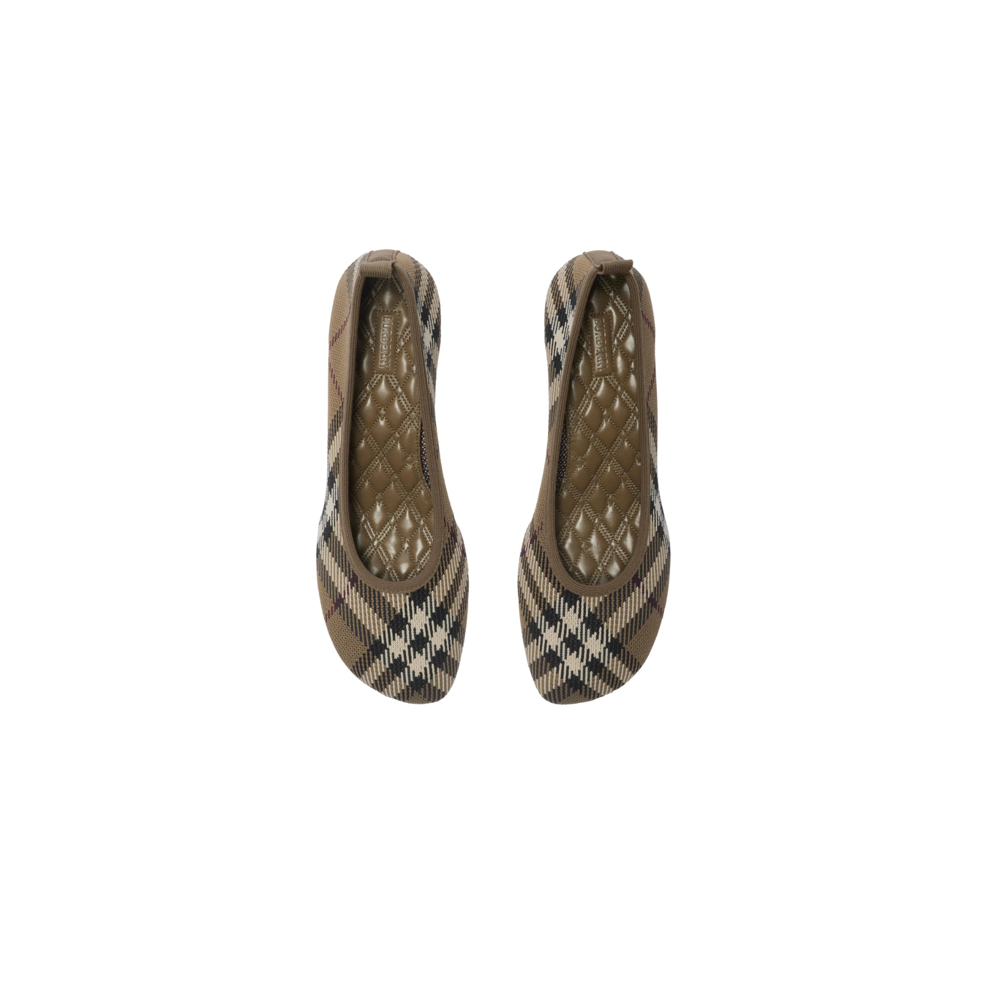 체크 니트 베이비 로우 펌프스 브러시