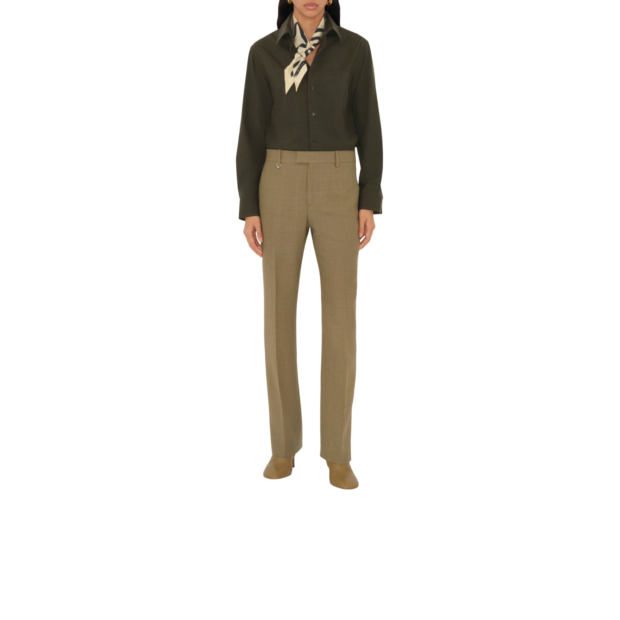 스키니 리본 실크 스카프 라이스