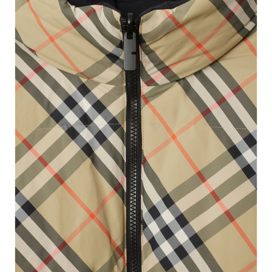 리버시블 체크 나일론 퍼퍼 재킷 샌드