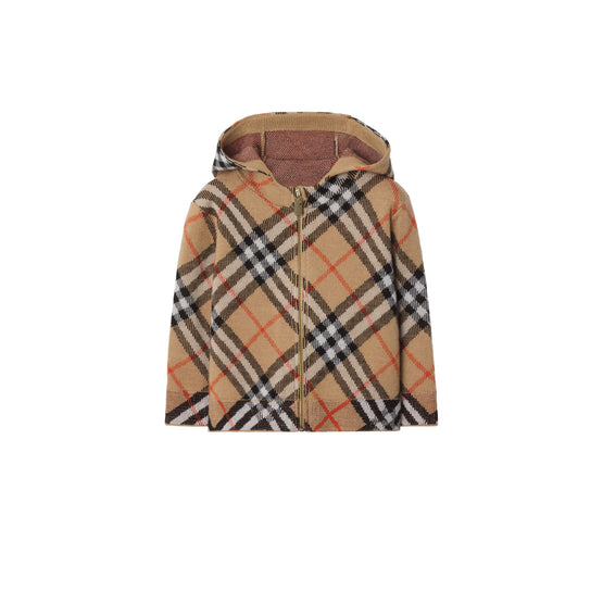 체크 울 지퍼 후디 샌드