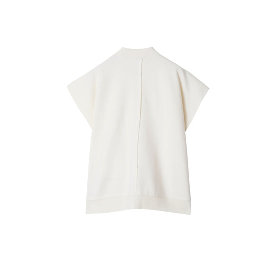 체크 라벨 울 블렌드 케이프 아이보리