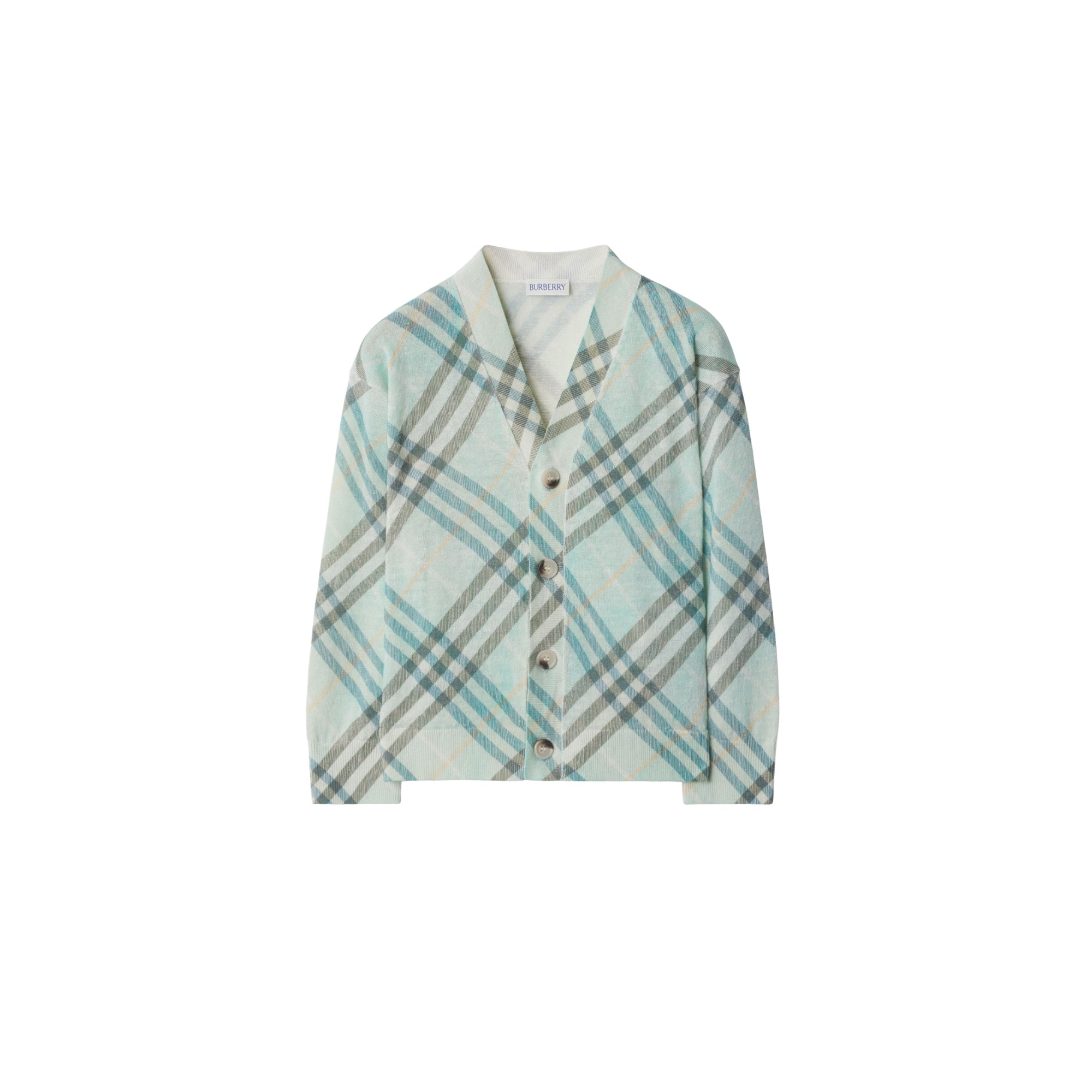 체크 리넨 블렌드 카디건 브리즈