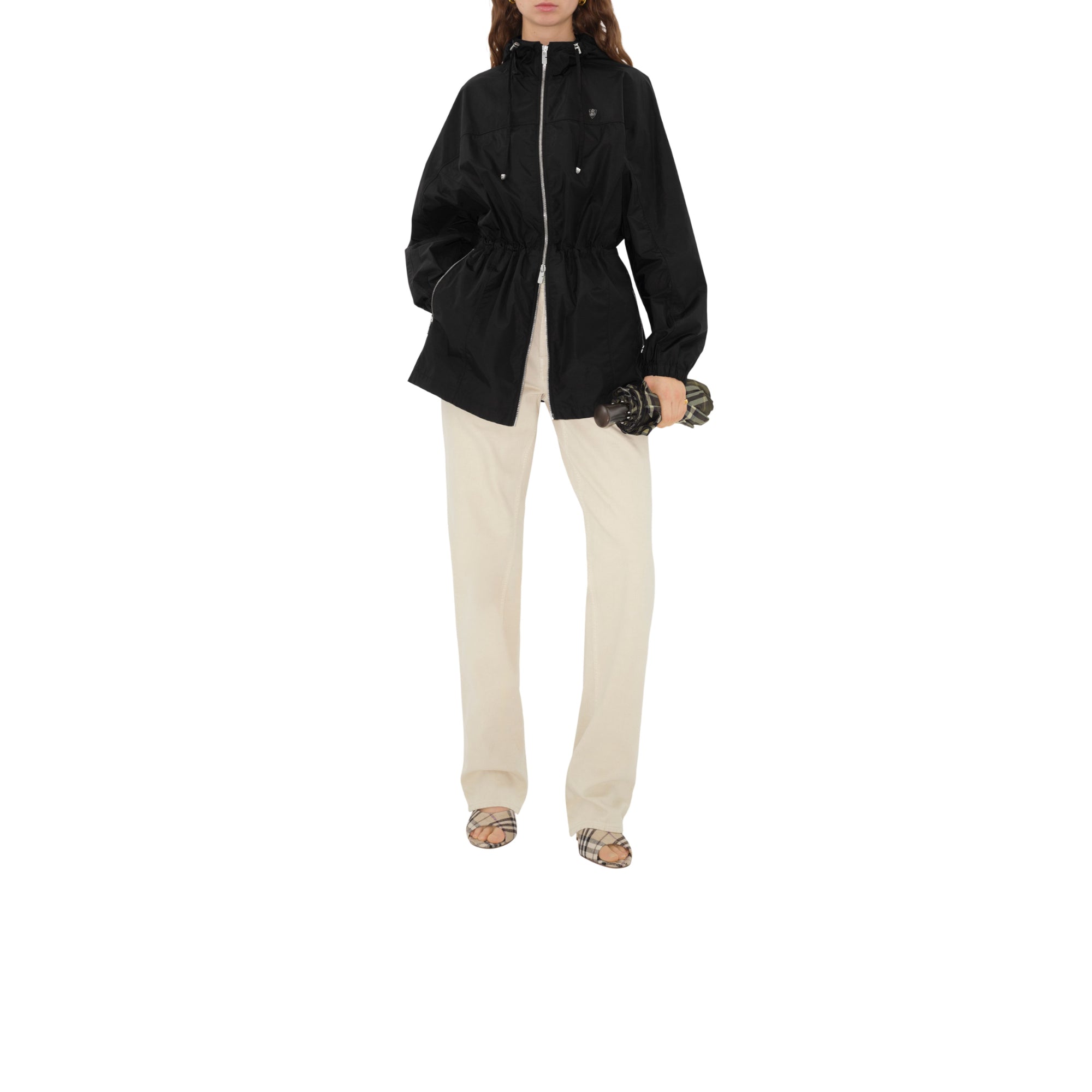 쇼트 나일론 코튼 파카 블랙