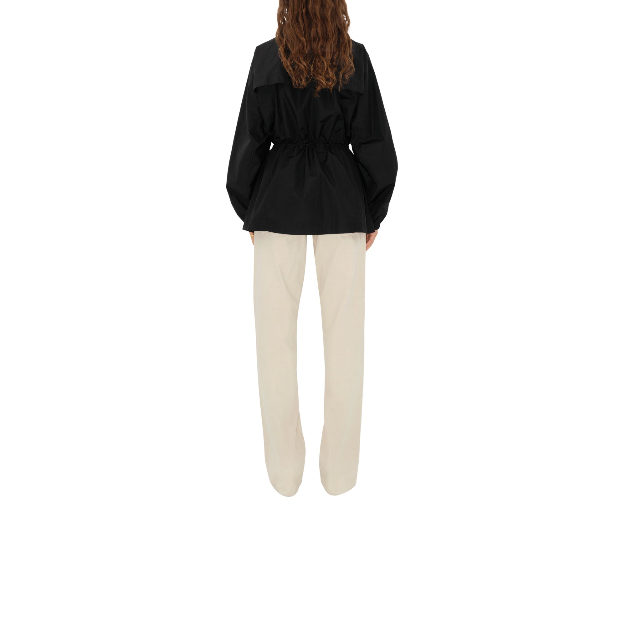 쇼트 나일론 코튼 파카 블랙