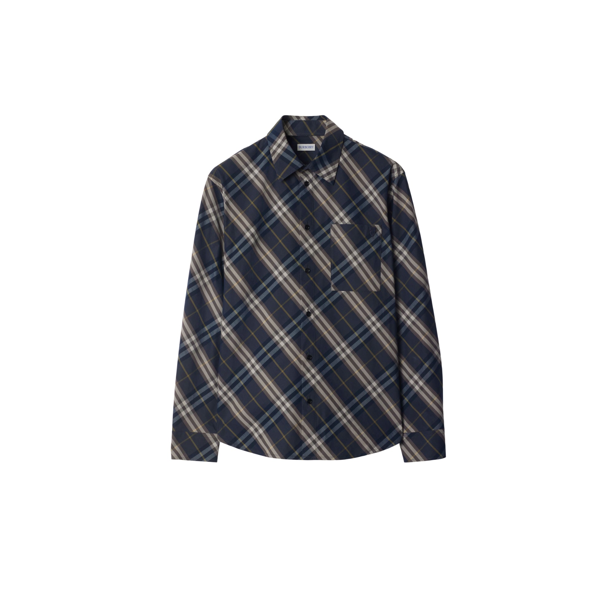 릴랙스핏 체크 코튼 셔츠 인디고