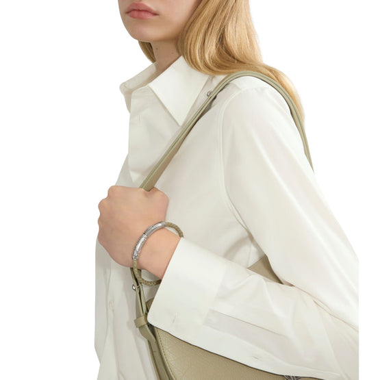 레더 체크 브레이슬릿 실버/아티초크