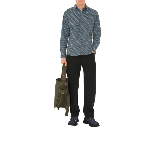 레귤러핏 체크 코튼 셔츠 퓨터