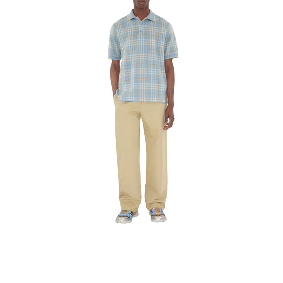 체크 코튼 폴로셔츠 포그 블루