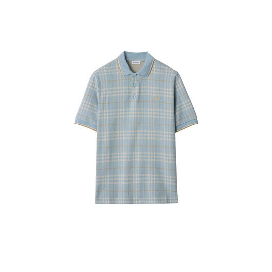 체크 코튼 폴로셔츠 포그 블루
